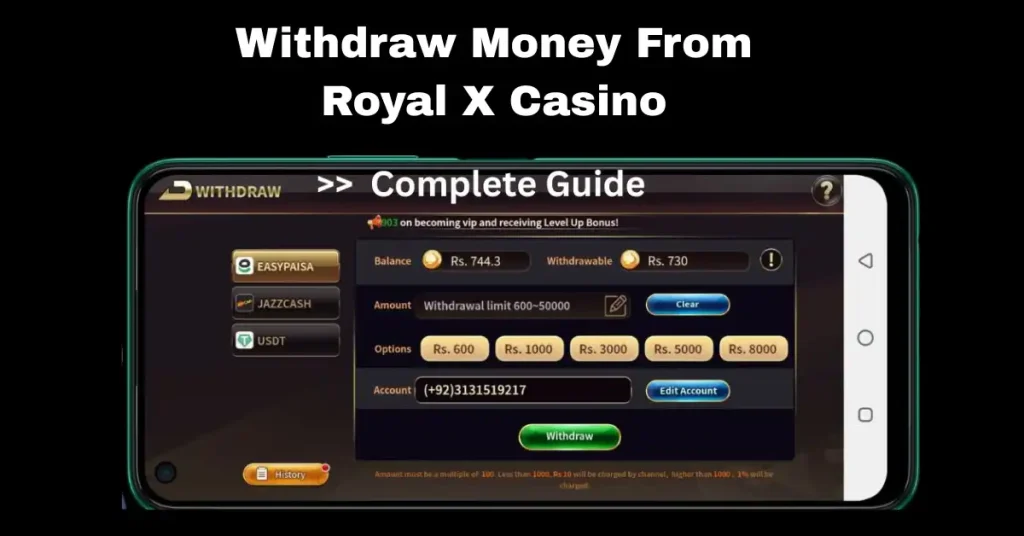 Withdraw Money From Royal X Casino